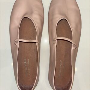 Jeffrey Campbell Cream and Blush Flats with Rounded Toe and Thin Strap